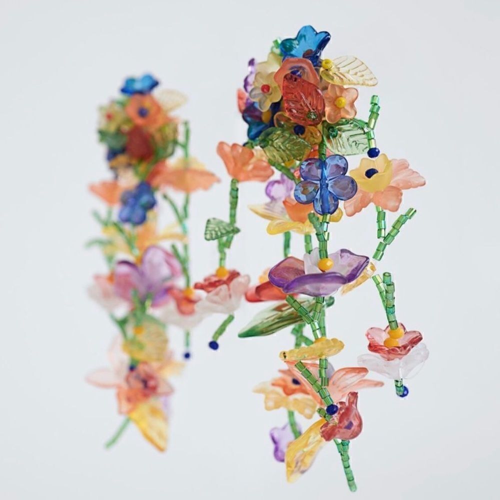 Zara multicolor flower drop earrings N318 - Picture 2 of 5